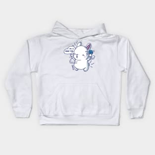 Kawaii Cute fan bunny saying "I'm a huge fan" pun Kids Hoodie